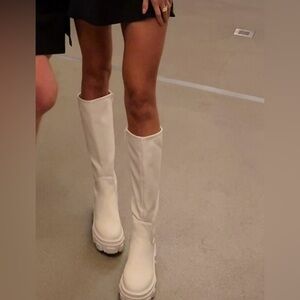 Rubber knee high boots